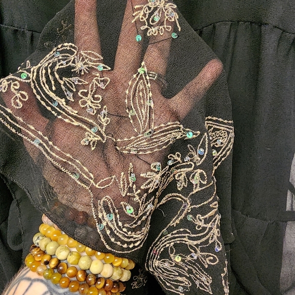 Vintage Gypsy Black Midi bohemian skirt - Picture 3 of 5